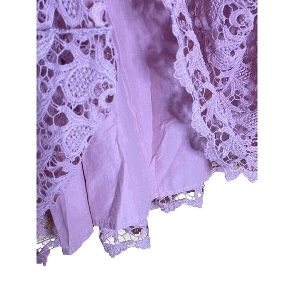 Champagne & Strawberry Elastic Waist Layered Crochet Lace A-line Sz Medium Pink - Picture 2 of 9